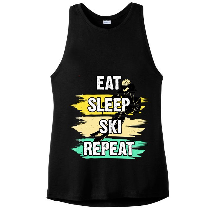 Eat Sleep Ski Repeat Ladies PosiCharge Tri-Blend Wicking Tank