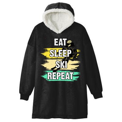 Eat Sleep Ski Repeat Hooded Wearable Blanket