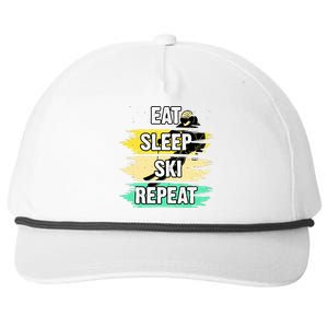 Eat Sleep Ski Repeat Snapback Five-Panel Rope Hat