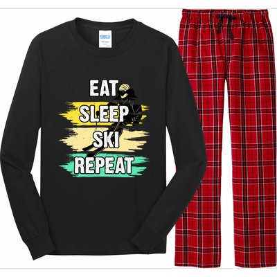 Eat Sleep Ski Repeat Long Sleeve Pajama Set