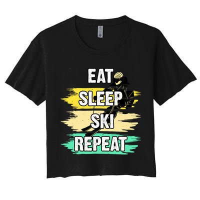Eat Sleep Ski Repeat Crop Top