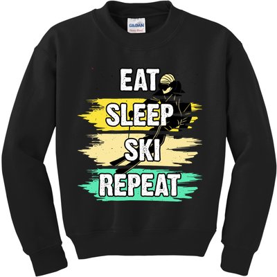 Eat Sleep Ski Repeat Kids Sweatshirt