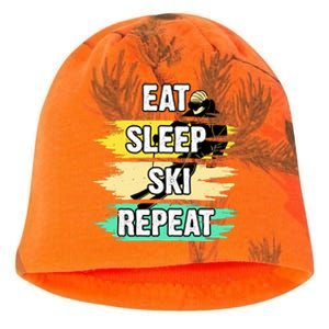 Eat Sleep Ski Repeat Kati - Camo Knit Beanie