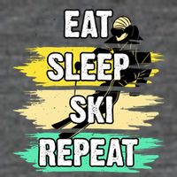Eat Sleep Ski Repeat 7 Panel Mesh Trucker Snapback Hat