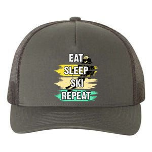 Eat Sleep Ski Repeat Yupoong Adult 5-Panel Trucker Hat