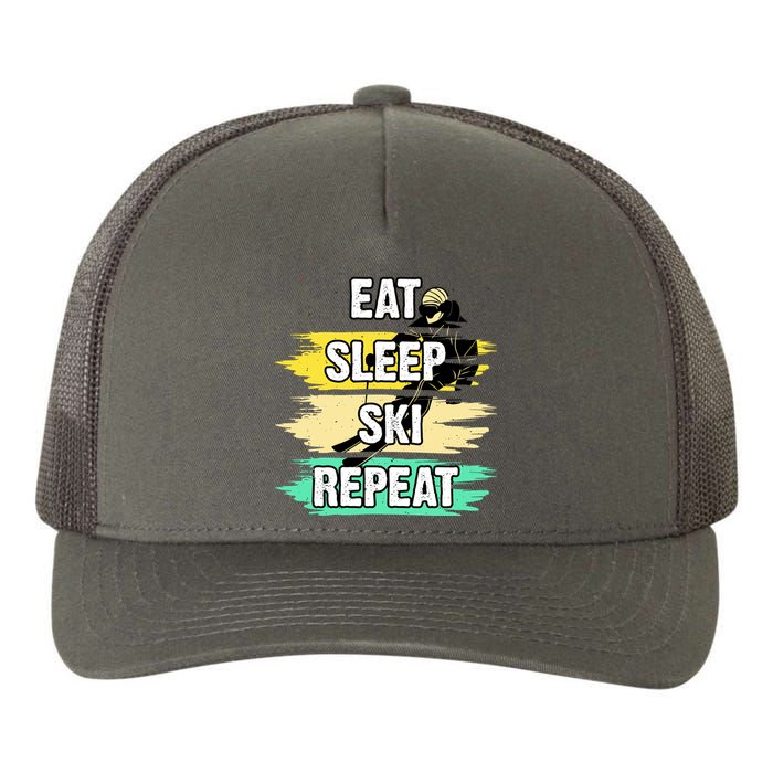 Eat Sleep Ski Repeat Yupoong Adult 5-Panel Trucker Hat