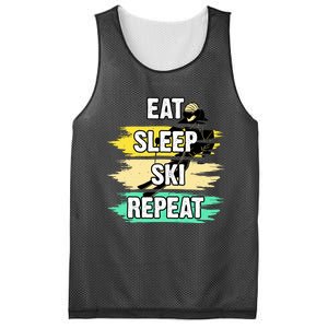 Eat Sleep Ski Repeat Mesh Reversible Basketball Jersey Tank