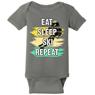 Eat Sleep Ski Repeat Baby Bodysuit
