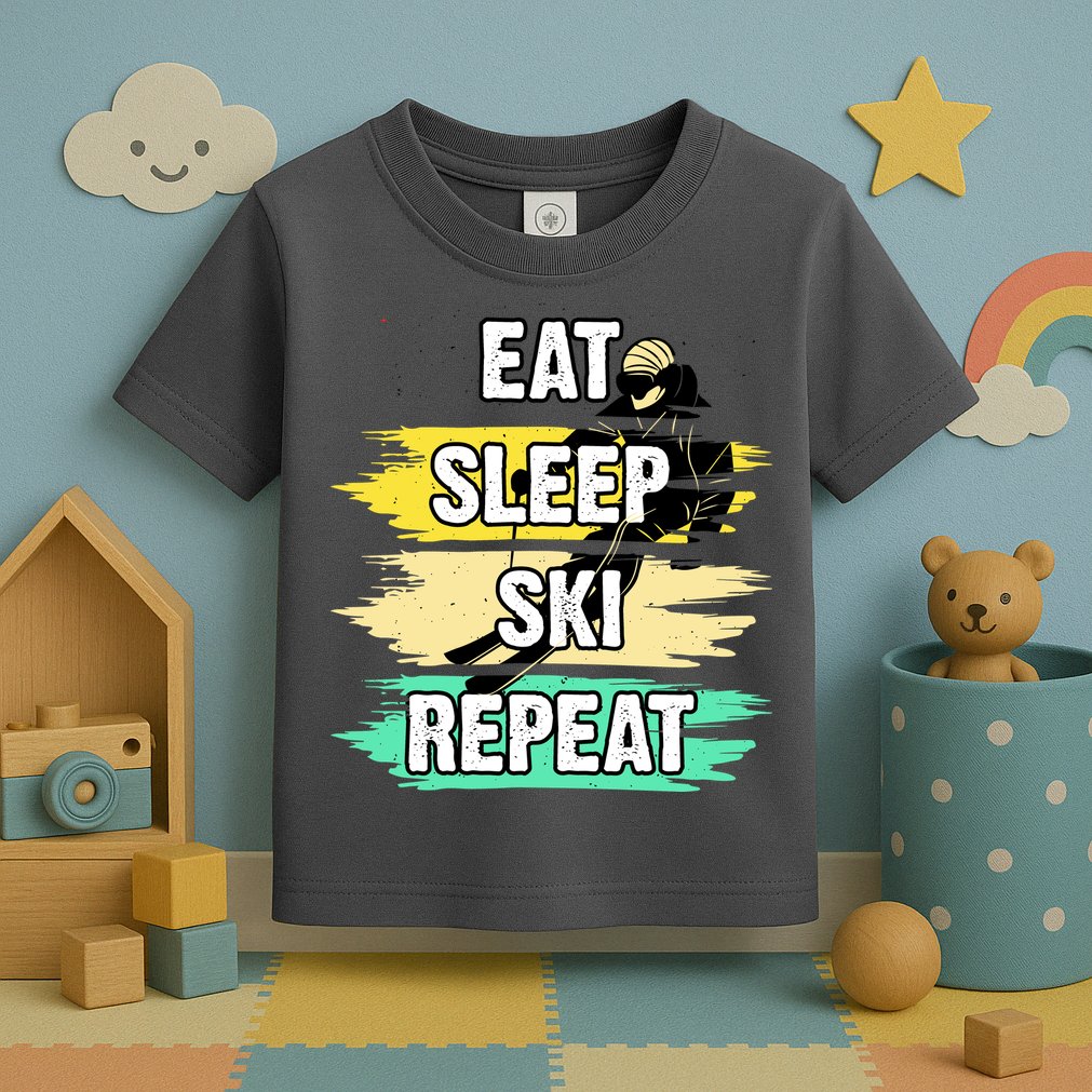 Eat Sleep Ski Repeat Toddler T-Shirt