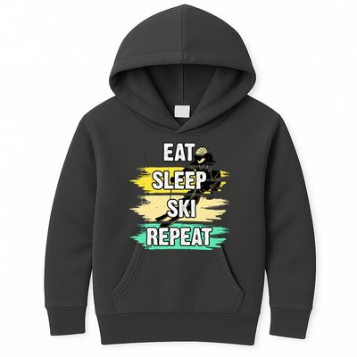 Eat Sleep Ski Repeat Kids Hoodie