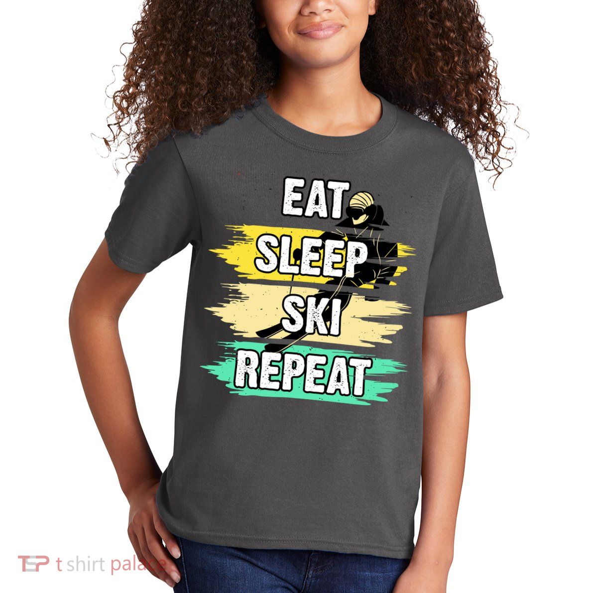 Eat Sleep Ski Repeat Kids T-Shirt