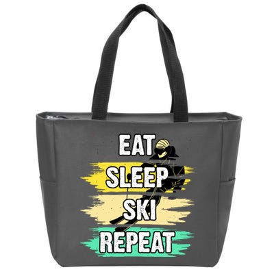 Eat Sleep Ski Repeat Zip Tote Bag