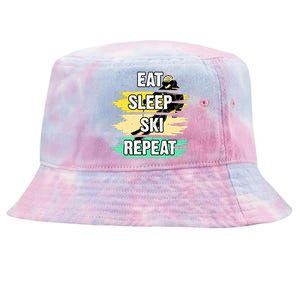 Eat Sleep Ski Repeat Tie-Dyed Bucket Hat