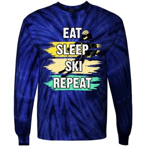 Eat Sleep Ski Repeat Tie-Dye Long Sleeve Shirt