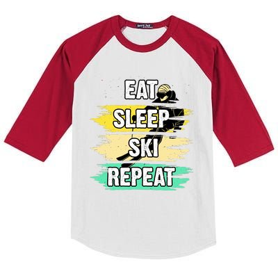 Eat Sleep Ski Repeat Kids Colorblock Raglan Jersey