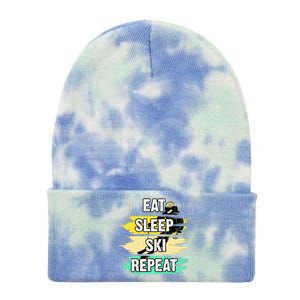 Eat Sleep Ski Repeat Tie Dye 12in Knit Beanie