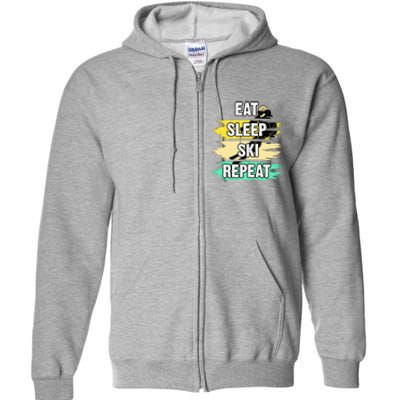 Eat Sleep Ski Repeat Full Zip Hoodie