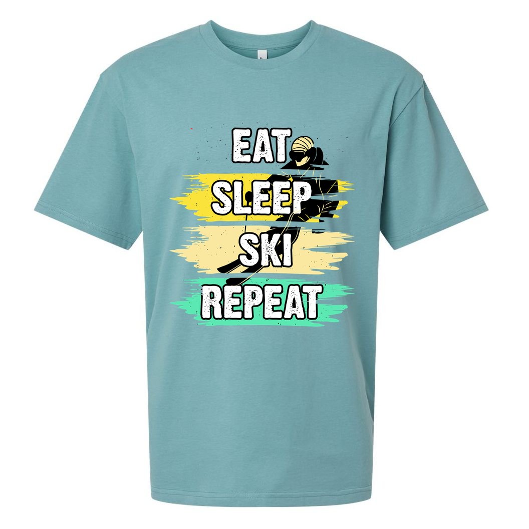 Eat Sleep Ski Repeat Sueded Cloud Jersey T-Shirt