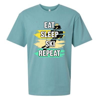 Eat Sleep Ski Repeat Sueded Cloud Jersey T-Shirt