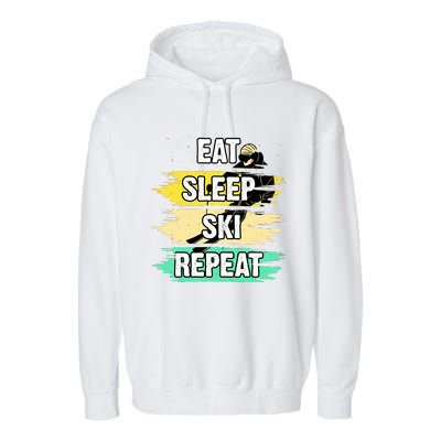 Eat Sleep Ski Repeat Garment-Dyed Fleece Hoodie