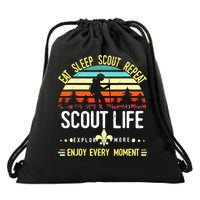 Eat Sleep Scout Repeat Vintage Scouting Scout Life Drawstring Bag