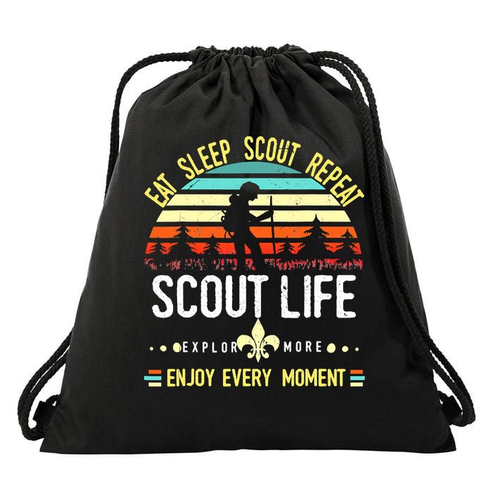 Eat Sleep Scout Repeat Vintage Scouting Scout Life Drawstring Bag