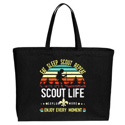 Eat Sleep Scout Repeat Vintage Scouting Scout Life Cotton Canvas Jumbo Tote