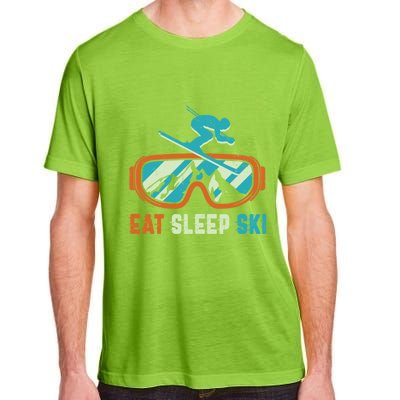 Eat Sleep Ski Vintage Retro Skiing Winter Sports Funny Gift Adult ChromaSoft Performance T-Shirt