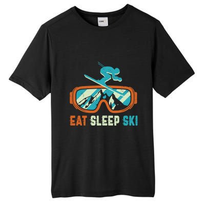 Eat Sleep Ski Vintage Retro Skiing Winter Sports Funny Gift Tall Fusion ChromaSoft Performance T-Shirt