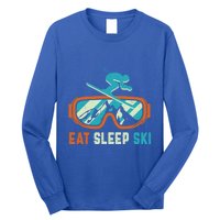 Eat Sleep Ski Vintage Retro Skiing Winter Sports Funny Gift Long Sleeve Shirt