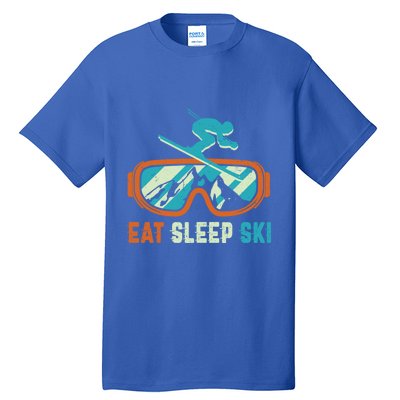 Eat Sleep Ski Vintage Retro Skiing Winter Sports Funny Gift Tall T-Shirt