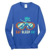 Eat Sleep Ski Vintage Retro Skiing Winter Sports Funny Gift Tall Long Sleeve T-Shirt