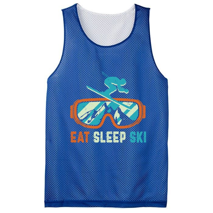 Eat Sleep Ski Vintage Retro Skiing Winter Sports Funny Gift Mesh Reversible Basketball Jersey Tank