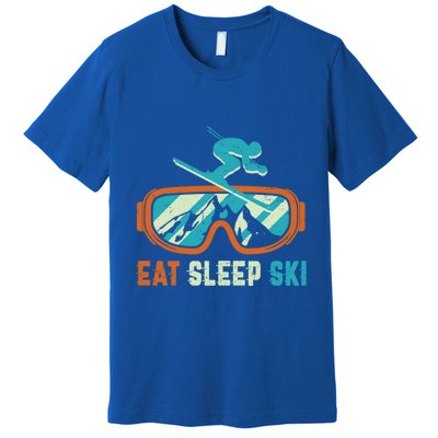 Eat Sleep Ski Vintage Retro Skiing Winter Sports Funny Gift Premium T-Shirt