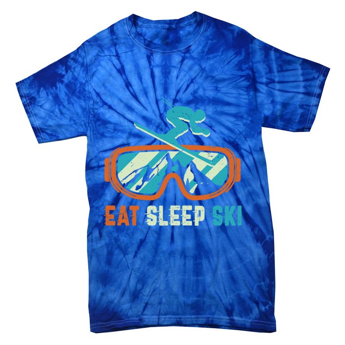 Eat Sleep Ski Vintage Retro Skiing Winter Sports Funny Gift Tie-Dye T-Shirt