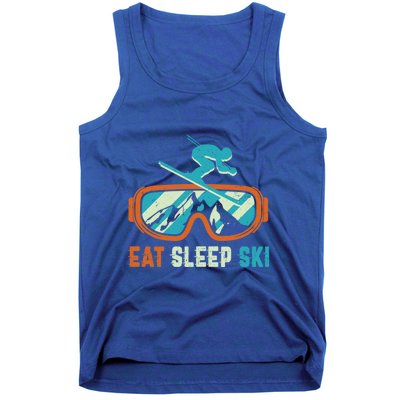 Eat Sleep Ski Vintage Retro Skiing Winter Sports Funny Gift Tank Top