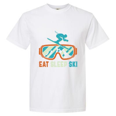 Eat Sleep Ski Vintage Retro Skiing Winter Sports Funny Gift Garment-Dyed Heavyweight T-Shirt