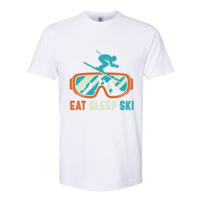 Eat Sleep Ski Vintage Retro Skiing Winter Sports Funny Gift Softstyle CVC T-Shirt