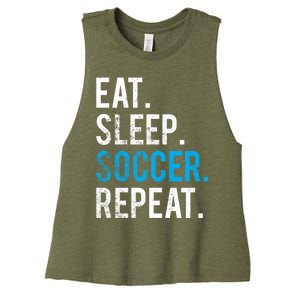 Eat Sleep Soccer Repeat Cute Gift Soccer Player And Coach Gift Women's Racerback Cropped Tank