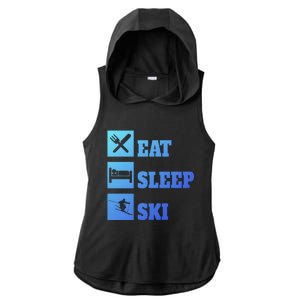 Eat Sleep Ski Cool Gift Ladies PosiCharge Tri-Blend Wicking Draft Hoodie Tank