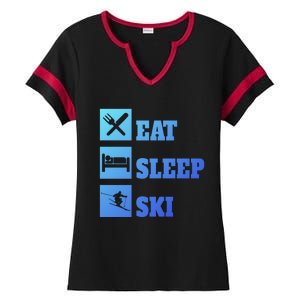 Eat Sleep Ski Cool Gift Ladies Halftime Notch Neck Tee