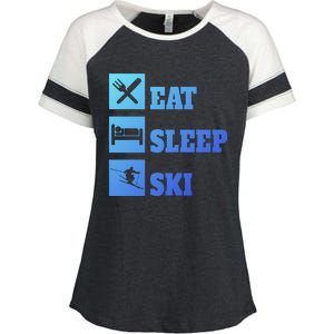 Eat Sleep Ski Cool Gift Enza Ladies Jersey Colorblock Tee