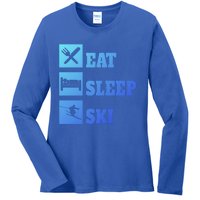 Eat Sleep Ski Cool Gift Ladies Long Sleeve Shirt