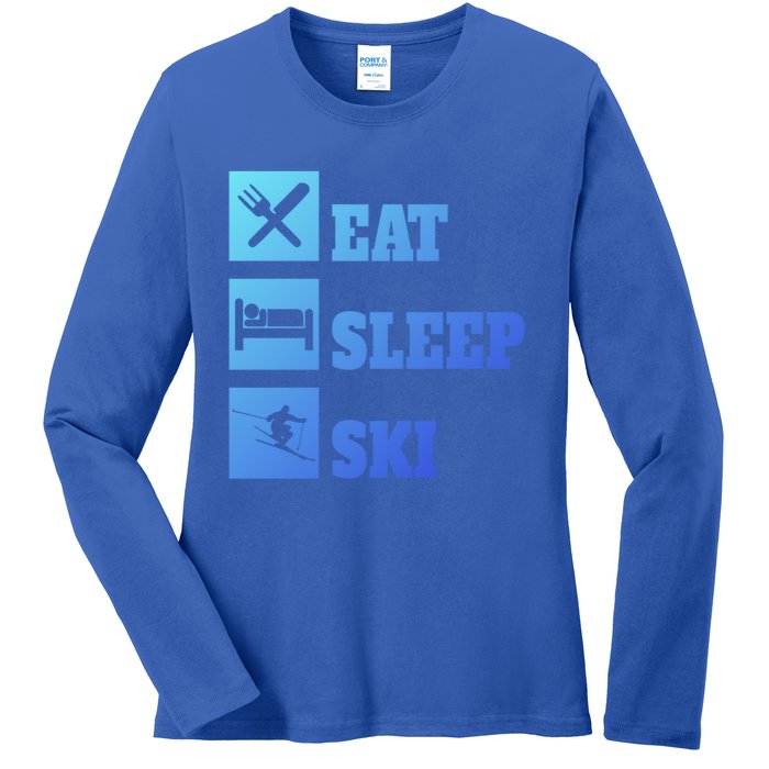 Eat Sleep Ski Cool Gift Ladies Long Sleeve Shirt