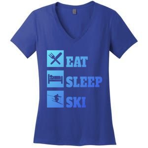 Eat Sleep Ski Cool Gift Women's V-Neck T-Shirt