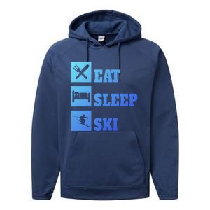 Eat Sleep Ski Cool Gift Performance Fleece Hoodie