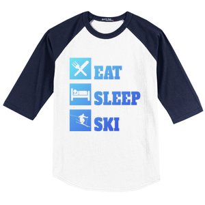 Eat Sleep Ski Cool Gift Baseball Sleeve Shirt