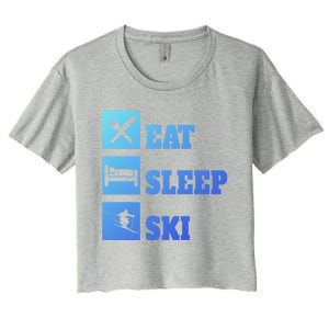 Eat Sleep Ski Cool Gift Women's Crop Top Tee