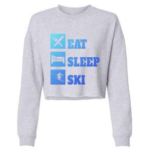 Eat Sleep Ski Cool Gift Cropped Pullover Crew