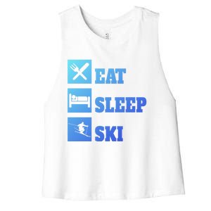 Eat Sleep Ski Cool Gift Women's Racerback Cropped Tank